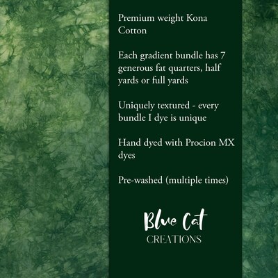 Hand dyed Sage Green Fabric Gradient Bundle, Premium Kona Cotton Ombre Dyed Gradient Cloth - image4